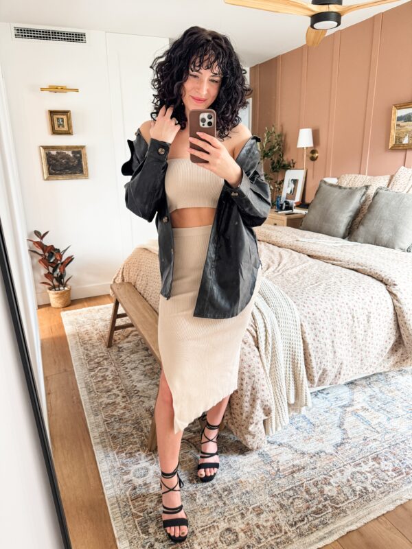 Faux Leather Button Up Jacket with Chest Pockets - Image 3