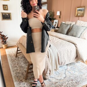 Faux Leather Button Up Jacket with Chest Pockets