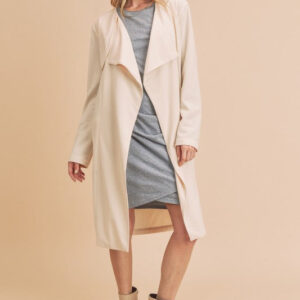 Open Front Long Sleeve Longline Coat