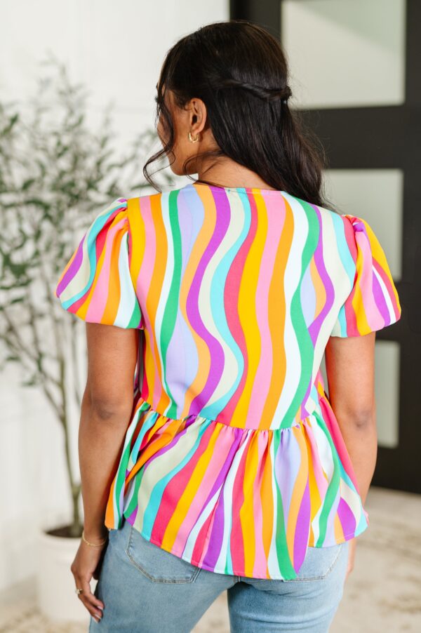 Chromatide Puff Sleeve Blouse in Mint/Orange - Image 5