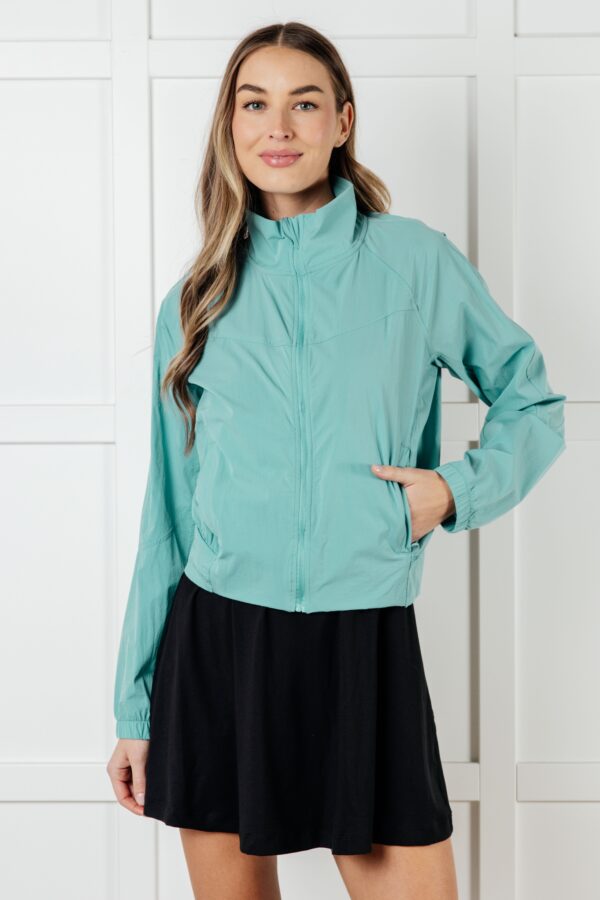 Fit Happens Nylon Tennis Jacket in Tidal Wave - Image 2