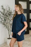 Love on the Loose Quilted Top in Navy