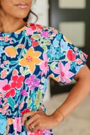 Miss Behave Bubble Sleeve Dress in Navy