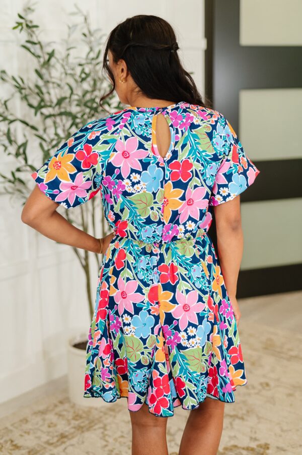 Miss Behave Bubble Sleeve Dress in Navy - Image 4
