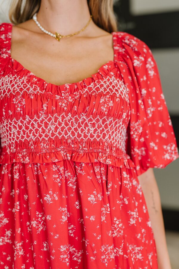 Petals & Promises V-Neck Dress in Red Multi - Image 2