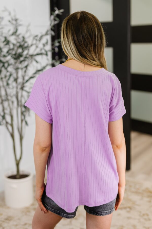 Top Shelf Basic V-Neck Ribbed Tee in Lavender - Image 5