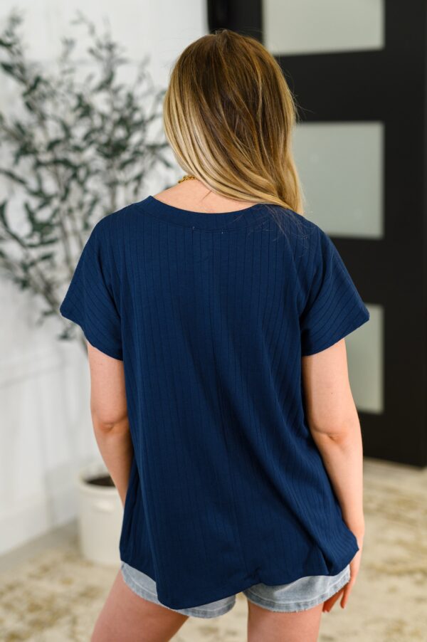 Top Shelf Basic V-Neck Ribbed Tee in Navy - Image 5