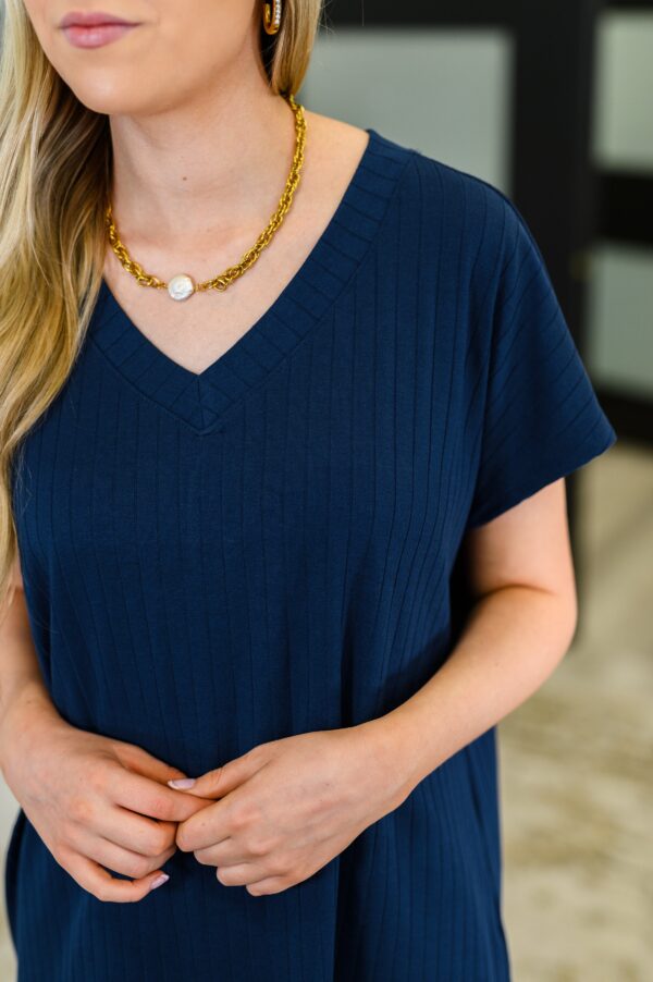 Top Shelf Basic V-Neck Ribbed Tee in Navy - Image 2