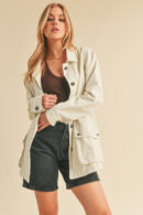 Seam Detail Button Up Jacket with Pockets