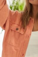 Washed Button Up Shacket with Chest Pockets