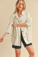 Seam Detail Button Up Jacket with Pockets