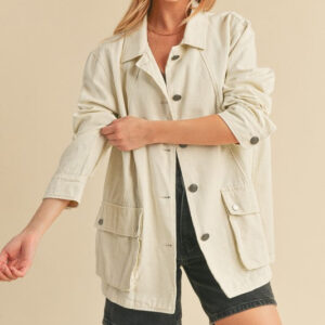 Seam Detail Button Up Jacket with Pockets